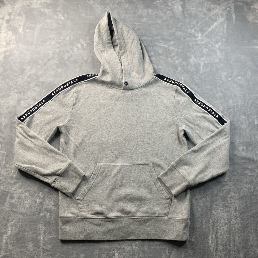 Aeropostale Hoodie Men's Gray‎ Size S Heritage Logo Tape Pullover